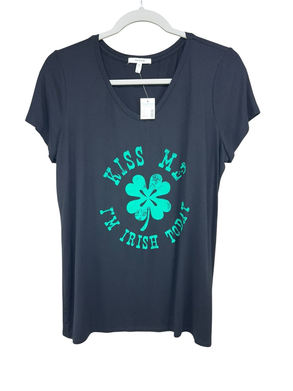 Maurices Kiss Me Im Irish Today Shamrock Short Sleeve Tee Large New